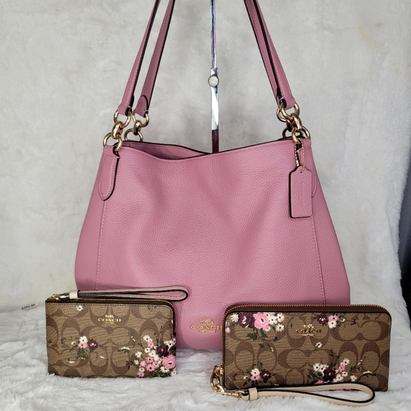 ✅ Coach 3 SET Designer Shoulder Bag P urse Wallet Wristlet NWT - Picture 14 of 15